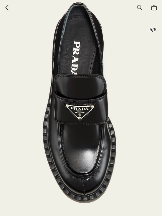 Prada Shoes - Prada Black Leather Logo Penny Loafers